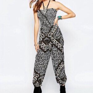 FREE PEOPLE Women's Balloon Gauzy Print Tribal Jumpsuit "Ivory Combo" | Size S